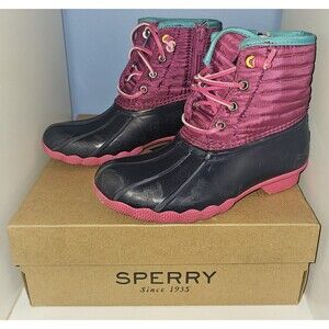 Sperry Girls Saltwater Boot Ankle Navy Pink